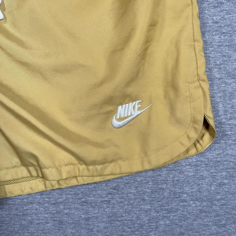 Nike Swim Trunks Mens M Yellow Mesh Lined Drawstring Pockets Quick Dry Athletic